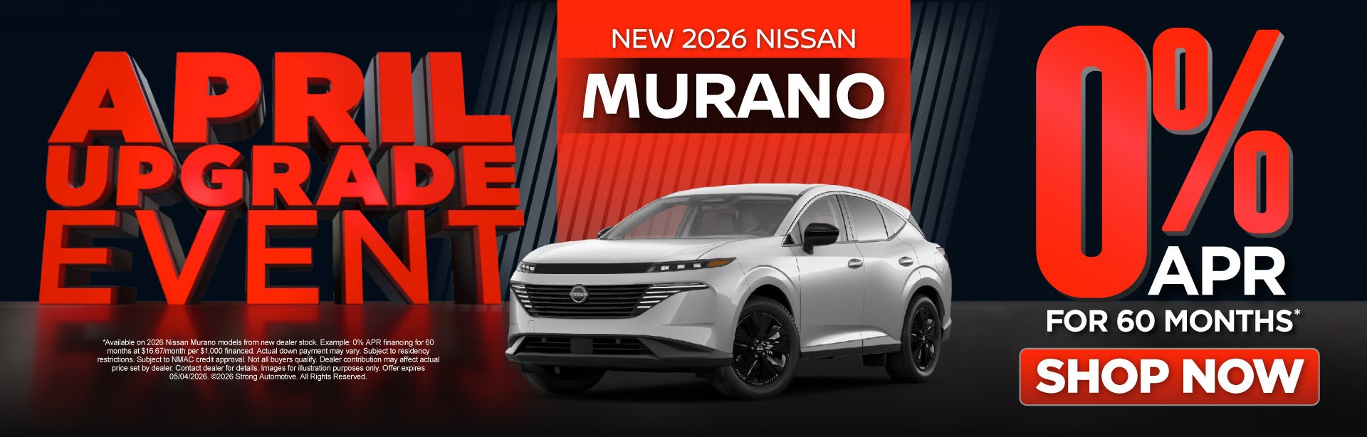 New 2026 Nissan Murano	0% APR for 60 Months 