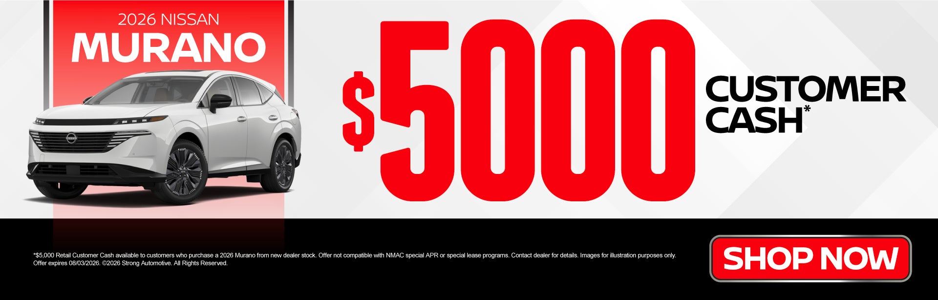 2026 Nissan Murano 	$5,000 Customer Cash*