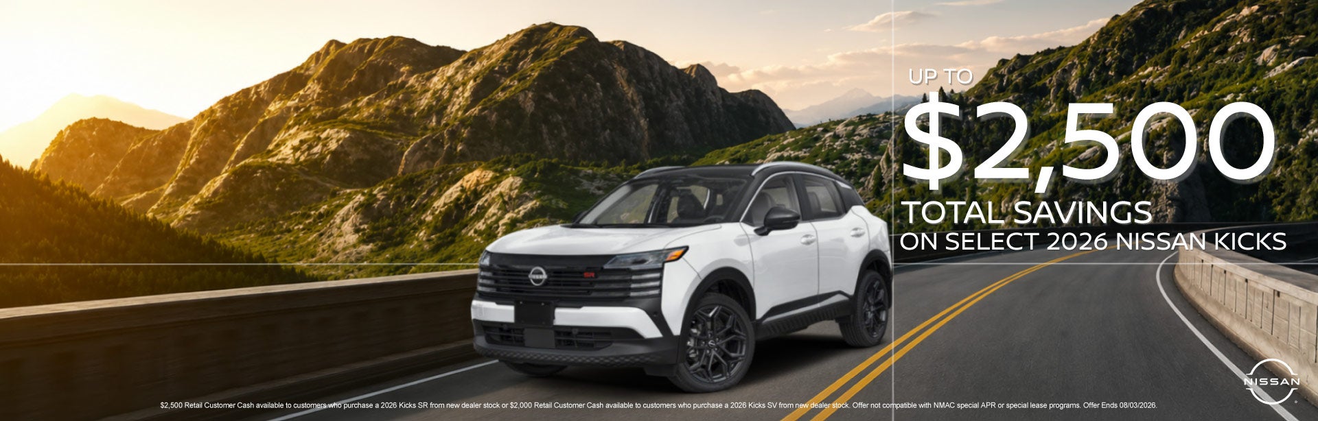 2026 Nissan Kicks	Up to $2,500 in Total Savings*